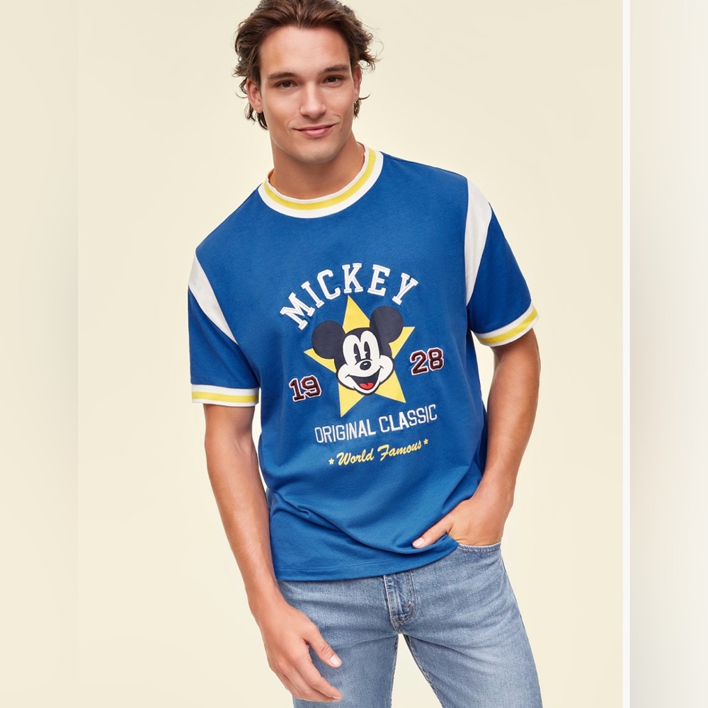 Mickey Mouse Vintage Varsity Cotton Graphic T-Shirt